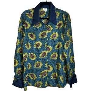 Loulou‎ de la Falaise 100% Silk Blue Blouse Womens 16 Luxury Designer Floral
